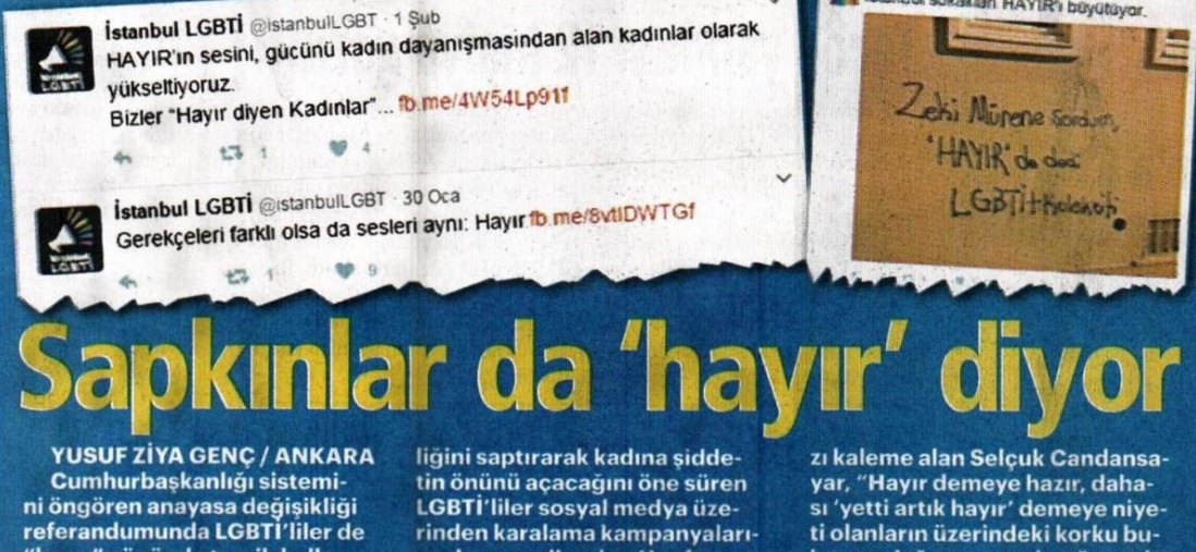 Referandum bahane, Akit&rsquo;in nefreti klişe Kaos GL - LGBTİ+ Haber Portalı